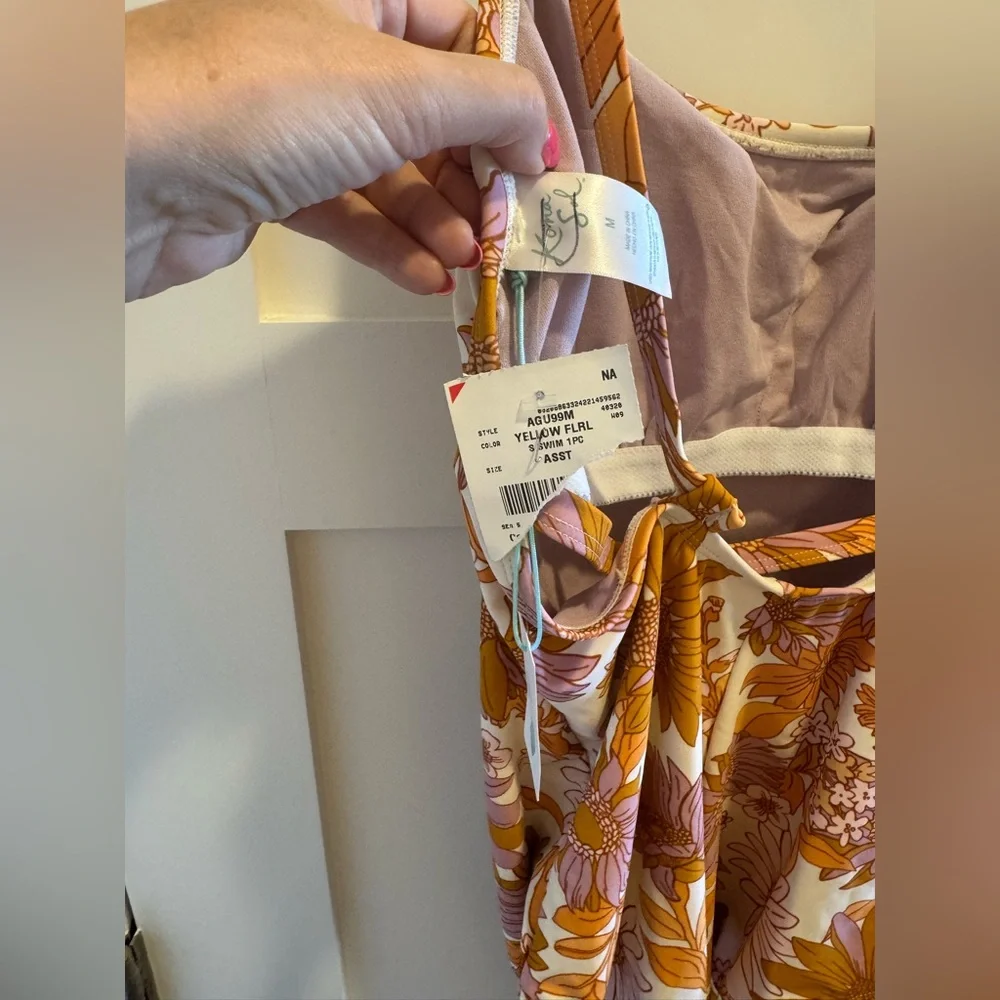 NWT Kona Sol Floral Swimsuit in Pink and Orange Size XL